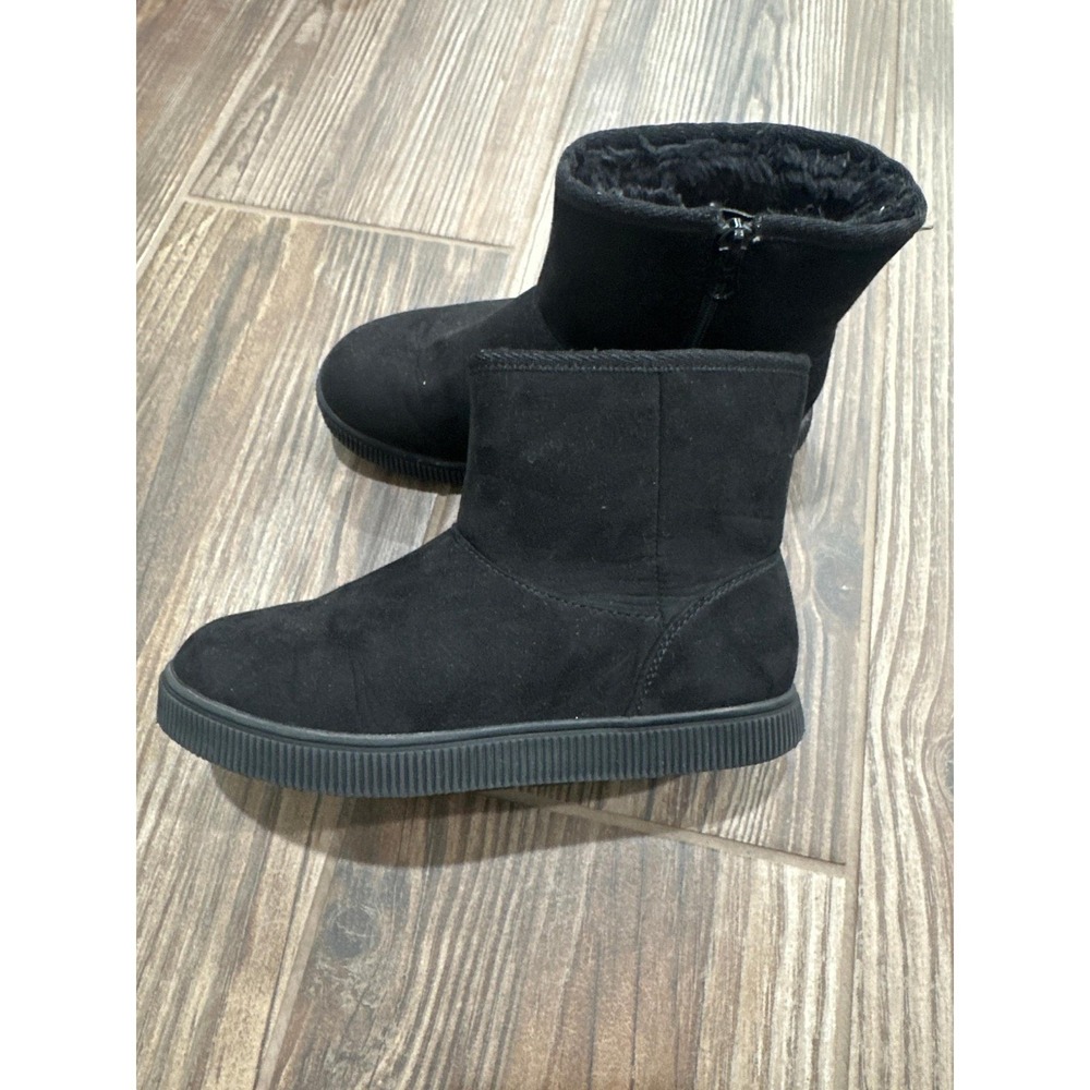Cat‎ & Jack Ankle Boots Girls Youth Size 2 Black Faux Suede Fur Lined Zipper